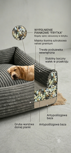 Luksusowe Legowisko dla Psów Szczeniaków Zwierząt Velvet Premium Szary Sztruks
